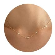 PRTGL Kettenhalskette – 14K Vergoldet/Weißgold Choker für Damen – Mit Zirkonia Akzentierte Kette im Blumen/Stern/Schmetterlings/Kleeblatt/und Herz Design