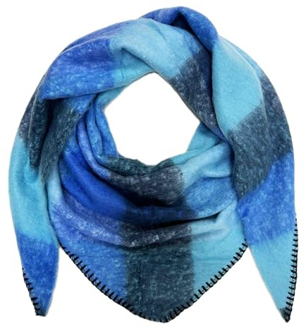 XL Dreieck Strickschal Karo Muster Warmer Winter Schal Fashion Tuch Herbst Frühling Schlauchschal Dreieckschal Stola Wolle Tuch Poncho