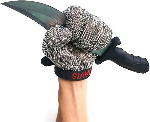 Sécurité au travail Gants anti-coupure Gants résistants aux coupures en acier inoxydable, gants de cotte de mailles de travail sûrs for les travaux de coupe, communs aux mains gauche et droite(M)