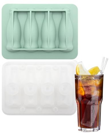 Krujecnt Silikon isform – flaskformad form med lock – 4 nät silikon isbildningslåda, för varmt väder fest familjesammankomster bar kök cocktails juice kaffe