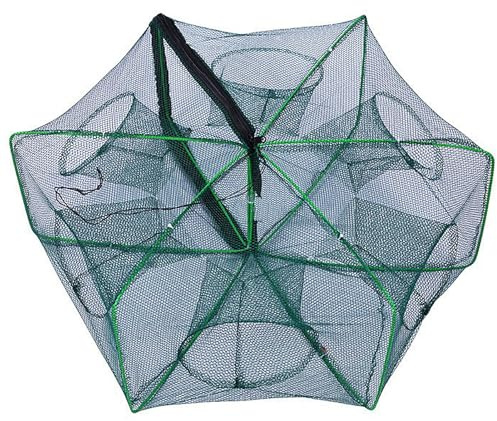 Maylatte Krebsreuse Faltbar Fischreuse Reusen, Kleine Reuse, Nylon Köderfischreuse, Tragbare Falle Fischfallen, Faltbarer Fischreuse, 6 Löche Cast Mesh Trap, zum Fangen von Aalen,Krabben,Hummer,Garnel