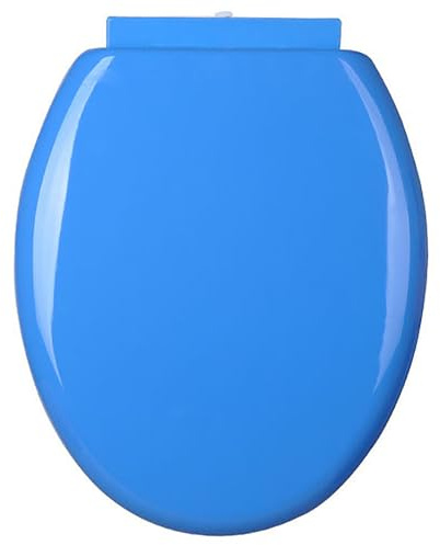 Abattant WC bleu en forme de O avec fermeture amortie et charnières à dégagement rapide, facile à nettoyer, idéal pour la maison, le camping-car, le bureau, la salle de bain