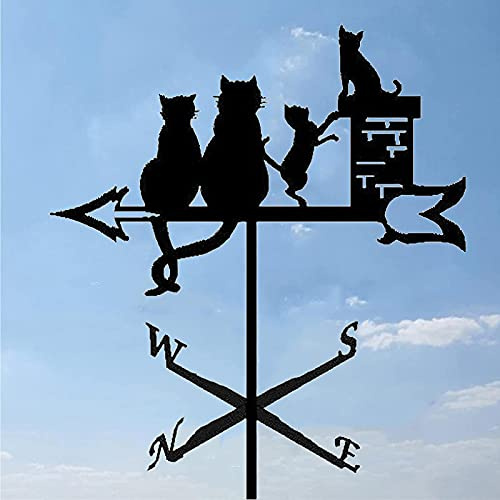 Veleta de Metal Decorativa, Veleta de Gato para Techo de Hierro, decoración de jardín, Patio Exterior, indicador de dirección del Viento para Patios, cúpulas, Granjas, cobertizos.