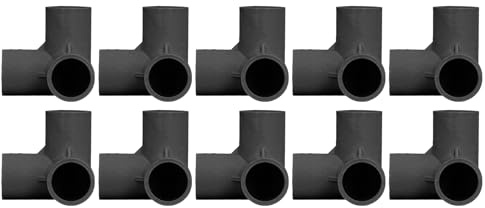 Wakects Raccordi per Tubi in PVC a 3 Vie da 25 Mm, Connettore a Gomito in Plastica Ad Alto Impatto per Impianti Idraulici Interni Ed Esterni, Uso in Serre e Tende (BLACK)