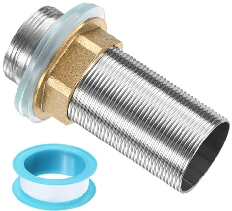QUARKZMAN Wasserhahn Verlängerungsrohr Anschluss M32 x 80.5mm, Gewinde Edelstahlrohr Adapter mit Anti-Lockermutter und Dichtband für Installation von Wasserleitungen und Wasserhähnen