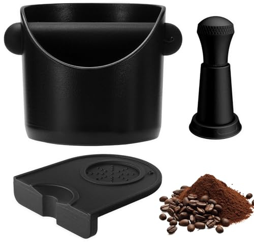 Espresso Coffee Knock Box, 3 Pcs Coffee Grounds Bin with Removable Knock Bar, Include Cushion and Stirring Needle, Coffee Waste Container for Barista, Coffee Machine Accessories