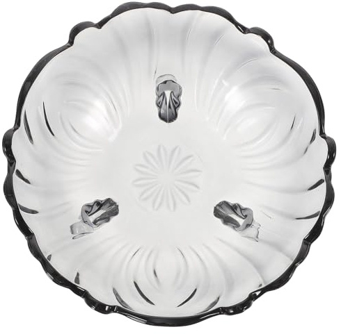 JOINPAYA Plateau de Rangement pour Fruits en Verre Transparent Noir, Grand Bol à Motif de Pétales, Plateau de Collation Créatif pour Salon et Table Basse, Bol de Service Pratique