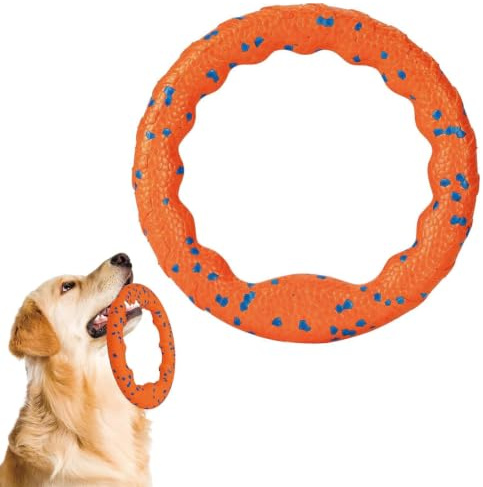 RQcMid Hundespielzeug Unzerstörbar, Wasserspielzeug Hund, Frisbee Hund für große Hunde, Hunde Frisbee Ring für langes Werfen, Robustes Kauring für Outdoor Training, hohe Sichtbarkeit bei Aktivitäten