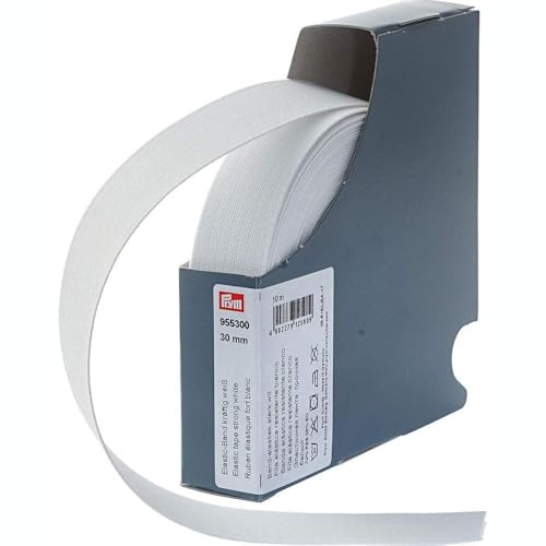 Prym 955300 Elastic-Band kräftig 30 mm weiß, 72 Prozent PES 28 Prozent ED