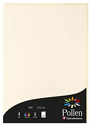Clairefontaine 4204C Wallet of 50 Sheets Format A4 (21x29,7cm) 120gsm Cream colour Invitation paper Events Correspondence Pollen range Smooth Premium Paper