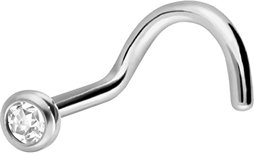 PIERCINGLINE Titan Nasenpiercing Spirale 2 mm KRISTALL Nostril Piercing Nase Stecker