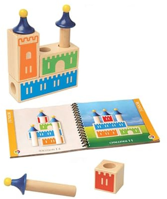 SmartGames - Château Logique - Jeu de Réflexion en Bois - Bâtis Tours et Châteaux - 48 Défis de Différents Niveaux - 1 Joueur - pour Enfants à Partir de 3 Ans