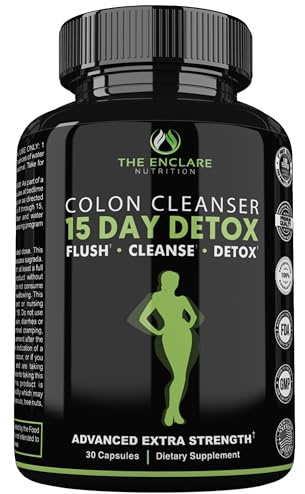 THE ENCLARE NUTRITION Colon Cleanse 15 Day Gut Cleanse Pills - Colon Cleanser for Women & Men - Psyllium Probiotic Laxatives for Constipation, Bloating Relief, Detox Cleanse Weight Loss Support (1)