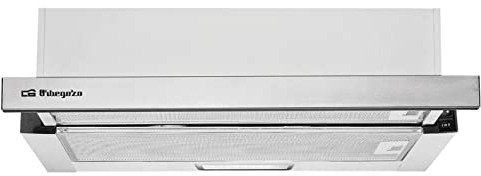 Orbegozo TL 07160 IN - Campana extractora telescópica 60 cm, capacidad de extracción 308,2 m3/h, 3 niveles de potencia, 2 filtros de aluminio desmontables, iluminación LED