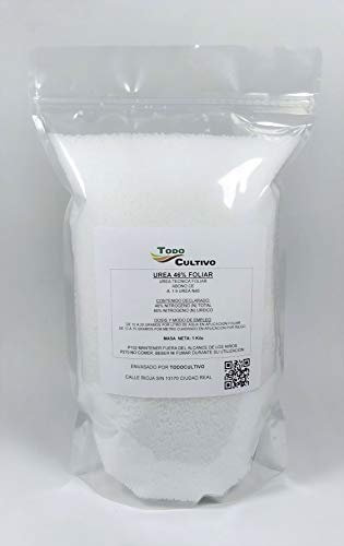 Todo Cultivo Urea 46% Hidrosoluble Cristalina. 1 Kg. (Urea Tecnica foliar). Su aplicación foliar en los Meses de enero, febrero y Marzo estimula y favorece la floración incrementando la Cosecha.