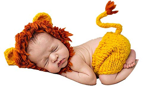 Costume tricoté au crochet pour nouveau-né fille/garçon, accessoire de photographie, chapeaux et tenues, cadeau de fête des mères (lion)