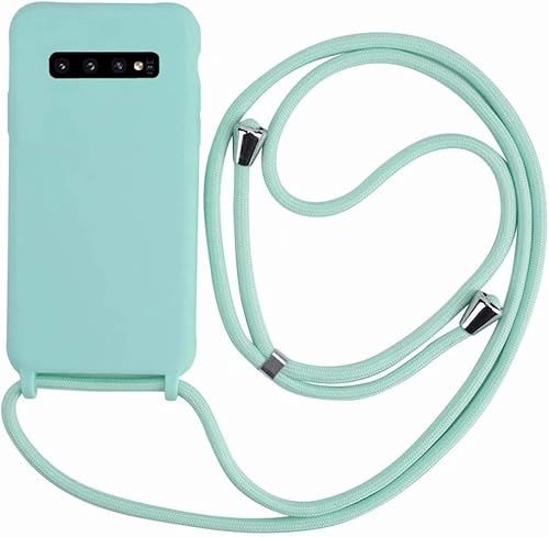 Ququcheng Kompatibel mit Samsung Galaxy S10 Plus Hülle,Handykette Hülle Silikon Seil Necklace Handyhülle mit Kordel Tasche TPU Bumper Schutzhülle für Samsung Galaxy S10 Plus-Grün