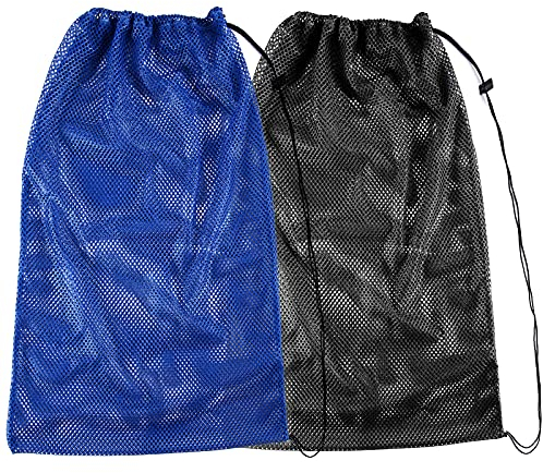 2 Packungen Netz-Ausrüstungstasche für Schnorchelausrüstung, übergroße 45,7 x 68,6 cm, Netz-Tauchtasche, Schnorcheltasche, Rucksack für Schnorchelausrüstung, Flossen, Schwimmausrüstung, Strand und