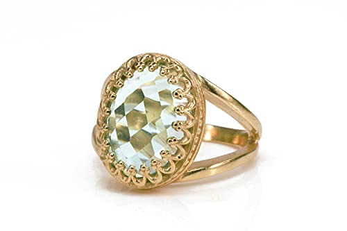 Leuchtend Blauer Topas Ring in Rose Gold - Klassischer Geburtsstein-Schmuckring, Statement-Ring - Handgefertigter Ovaler Verlobungsring, Modering, Alltagsring - Anpassbares Material und Größe