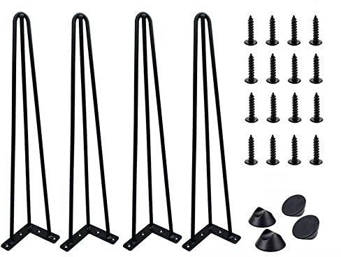 HSHa 4 Pieces Hairpin Legs 86cm Hairpin Table Legs Metal Table Frame Furniture Feet Interchangeable Table & Cabinet Legs for Dresser Dining Table Desk Bench Chairs DIY Project 4PCS (black)