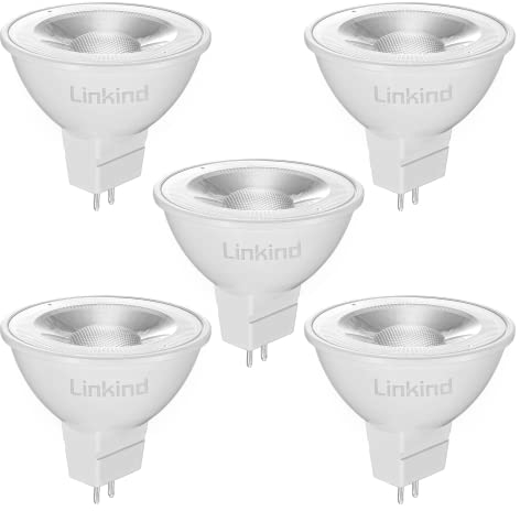 Linkind GU5.3 LED Lampe 5W, ersetzt 50 Watt, 5000K Tageslichtweiß 520Lm MR16 Spot Reflektor mit 36° Abstrahlwinkel, AC/DC 12V LED Energiesparlampe GU5.3, nicht dimmbar, 5 Stück