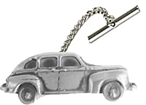 RefA3 Krawattennadel mit Kette und 3D-Zinn-Effekt, Motiv: US Sedan, 1940er Jahre, mit Kette