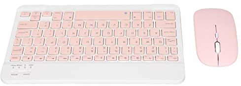 Teclado Y Ratón Inalámbricos, Juego de Teclado Bluetooth de 10 Pulgadas con Carga USB, Teclado Inalámbrico Ultrafino Y Silencioso con Ratón de 1600 dpi para PC, Portátil(Rosa)