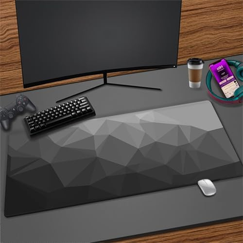 Géométrie Noire Tapis de Souris Grand, 1200x600mm XXL Gaming Mouse Pad, Tapis de Souris Caoutchouc Naturel Antidérapant, Mouse Mat d'Ordinateur Durable pour Souris Claviers Gamer Bureau