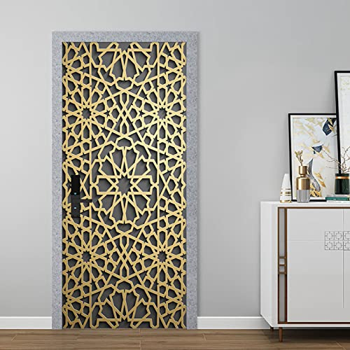 Türtapete Selbstklebend 95X210 Golden Türtapete Selbstklebend Türposter,Fototapete Selbstklebend 3D Pvc Türaufkleber Diy Türbild,Türfolie Poster Tapete
