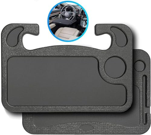 MILIWAN Plateau de Volant de Voiture, Double-Face Plateau Repas Voiture, Portatif Bureau de Volant pour Les Repas, La Lecture, Le Travail, l'ordinateur Portable