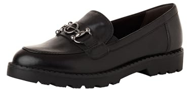 Tamaris Damen Slipper Leder bequem; Black Leather, EU 38