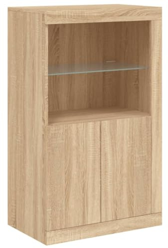 vidaXL Beistellschrank mit LED-Leuchten Sonoma-Eiche Holzwerkstoff