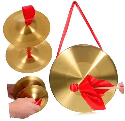 Gong de Mano Martillo de Cobre Dorado, 1 Juego de 22 Cm