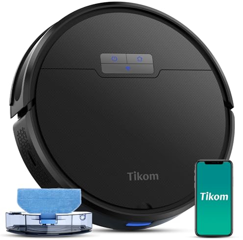 Tikom Saugroboter mit Wischfunktion, G8000 Pro Staubsauger Roboter mit 4500Pa Saugkraft, 150Mins Max, WLAN, für Tierhaare, Teppich, Hartboden