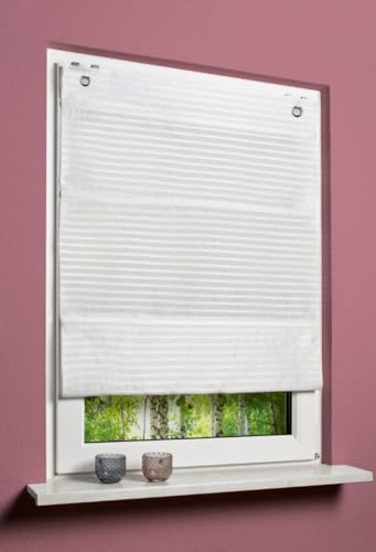 Magnetrollo Querstreifen Deko wollweiß 80x130cm Rollo Easyfix Raffrollo