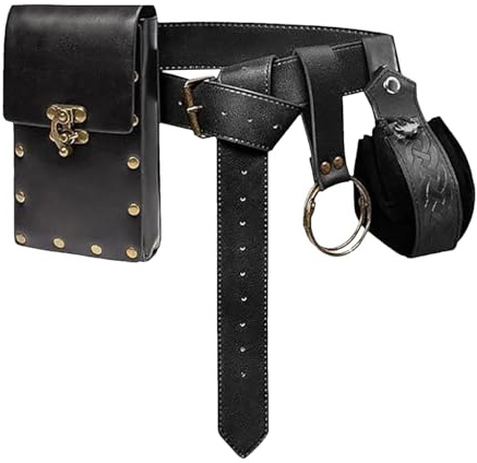 Mejor riñonera | Riñonera gótica Retro | Monedero de Bolso Steampunk, Bolsa de Cadera de Cuero Punk Rock, Paquete de Cadera gótica, Paquete de Fanny, Bolsa de Cintura de Cadena, Paquete de CIN