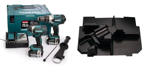 Makita DLX2145TJ 18V Li-ion LXT 2 Piece Combo Kit comprising DHP458Z and DTD152Z Complete with 2 x 5.0 Ah Li-ion Batteries and Charger Supplied in a Makpac Case & 837671-8 Makpac Inner Tray DTM40