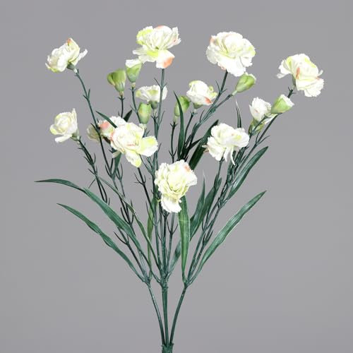 Seidenblumen Roß Trossnelkenbusch 50cm DP Kunstblumen künstliche Nelke Nelken Trossnelken Blumen (Weiß)