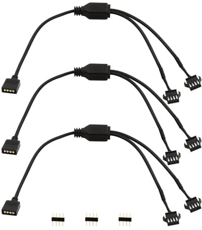 LANMINGLEL 4 Pin RGB Splitter Cable 12V 4Pin Female to SM 4Pin Female RGB Extension Power Cable PC RGB Wires for Computer Fan Motherboard LED Strip (F 1 to 2)