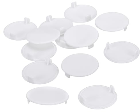 sourcing map 20Pcs Hinge Hole Covers, 40mm(1 9/16) Dia Plastic Concealed Hole Cover Round Flush Type Caps for Furniture Cabinet Cupboard, White