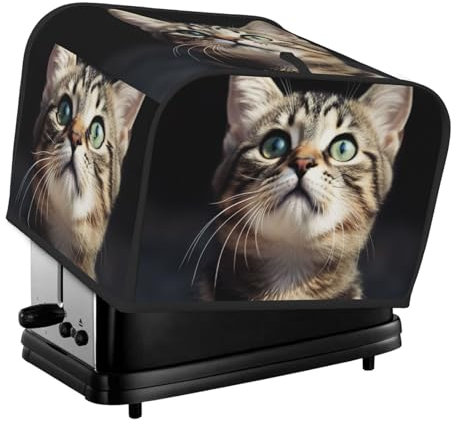 Abdeckung für Katzentoaster, 4 Scheiben, für kleine Geräte, mit Taschen, Toaster-Staubschutz mit Griff oben, waschbar, universelle Brotbackmaschinen-Abdeckung für Küche
