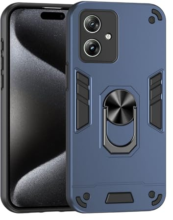BORYA Funda para Motorola Moto G54 5G, Antigolpes Suave Silicona Ultradelgado TPU + PC Carcasa, Anticaída Grado Militar Estuche. Caso con Magnético Metal Soporte. Azul