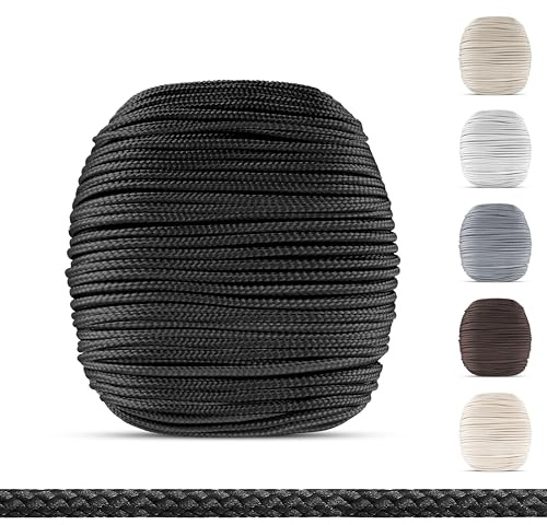 EFIXS Persianas de cuerda de 2,2 mm – Negro – 10 – 25 metros – Aquí 10 metros – Cuerda de alta calidad – Cuerda de repuesto para persianas de madera, bambú y aluminio – Cordón de persianas de alta