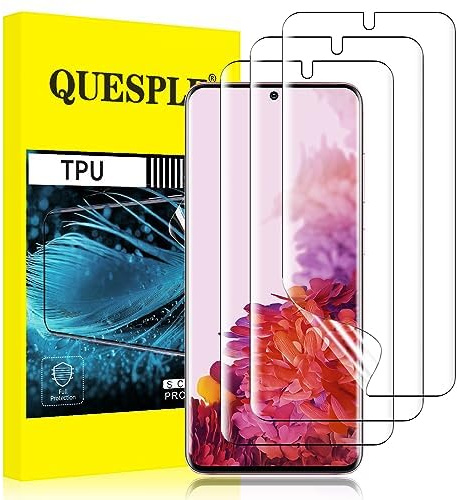 QUESPLE [3 Stück] TPU Schutzfolie für Samsung Galaxy S20 Plus Folie, Anti-Kratzen, HD Klar Blasenfreie Weich Samsung S20 Plus Display Schutz, Fingerabdruck-ID Unterstützen