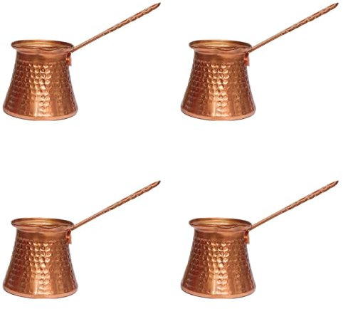 Reinscer Cafetera turca, 4 piezas, 320 ml, Cafetera turca de cobre para Cafeteria turca Cezve