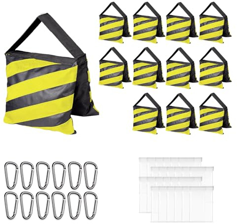 EMART Heavy Duty Sandbag,Weight Bags Photo Studio Saddlebag Design for Photography Stand Light Stand Tripod, Outdoor Patio, Sports, Film Sets, Live Productions- (Yellow & Black-12 Packs)