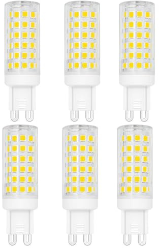 DAPSHU 6 Pack G9 Led Light Bulb 6W Equivalent 60W Halogen 600 Lumen AC 120V Bedroom Lamp Daylight White 6000K