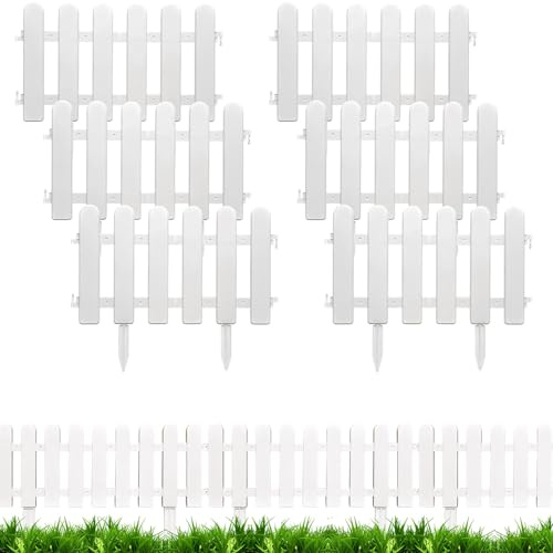 Beetumrandung, Beetzaun Höhe 30 cm Rasenkante Kunststoff, Gartenzaun Steckzaun Flexible Rasenkante Blumenbeet Umrandung UV - & Frostbeständig, Rasenkantenprofile Rasenbegrenzung Gartendeko (B,6PCS)
