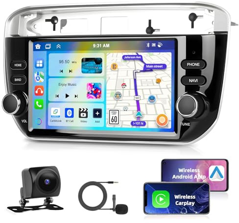 Autorradio de Coche Motorsi para Fiat Punto 2010-2016 Linea 2012-2015 con iOS Carplay Android 15 2 DIN, GPS Navegador WiFi EQ Bluetooth OBD2 DVR Dab+, Cámara de Marcha Atrás AHD y Micrófono
