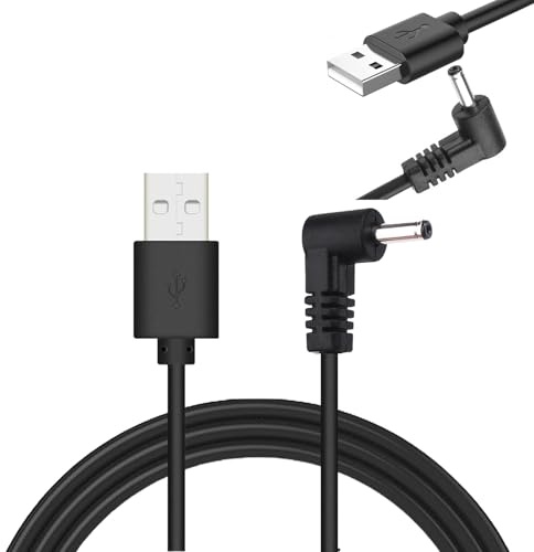 2 Pcs USB to 5V DC Power Cable, Universal Charging Cord 3.5 x 1.35mm Barrel Jack Power Cable, DC 5V Replacement Charger for Electric Toothbrush HUB Splitter Router LED Lights (Black, Right Angle)